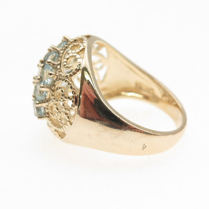 Ross Simons 925 Sterling Silver Gold Plated Vintage Real Blue Topaz Ring Size 8