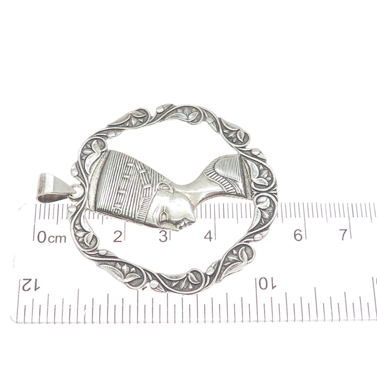 800 Silver Vintage Nefertiti Egyptian Pharaoh Charm Pendant
