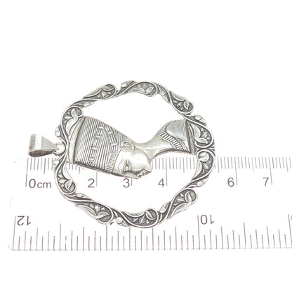 800 Silver Vintage Nefertiti Egyptian Pharaoh Charm Pendant