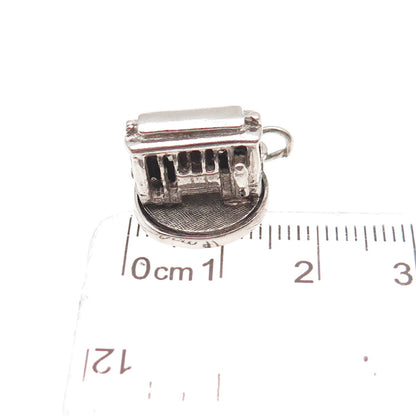 925 Sterling Silver Antique Art Deco San Francisco Cable Car 3D Mini Pendant