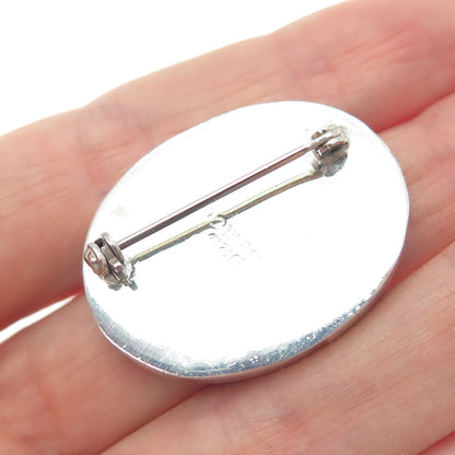 925 Sterling Silver Vintage Mexico Pressed Flower Pin Brooch