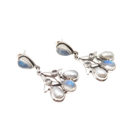 Nicky Butler Sterling Silver Vintage Real Pearl Moonstone & White Topaz Earrings