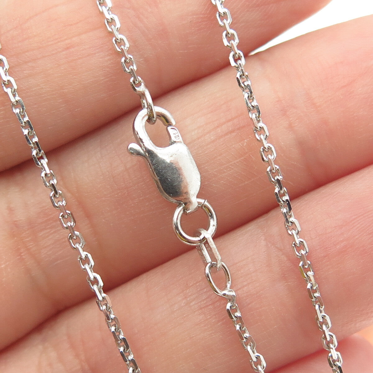 925 Sterling Silver White & Pink C Z Drop Cable Chain Necklace 16"