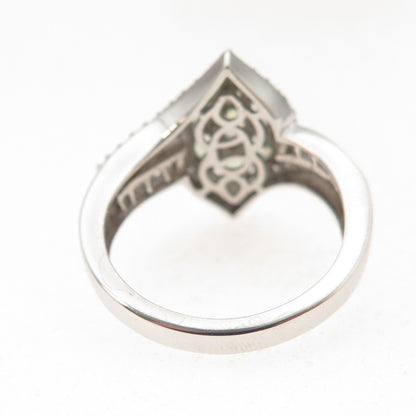 Chuck Clemency 925 Sterling Silver Real Green Amethyst & White Topaz Ring Size 8