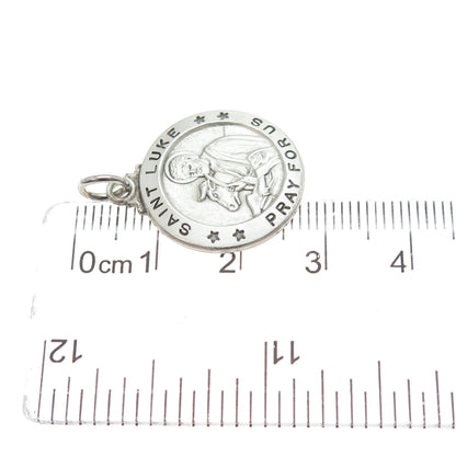 CHAPEL 925 Sterling Silver Vintage St. Luke Religious Medal Charm Pendant