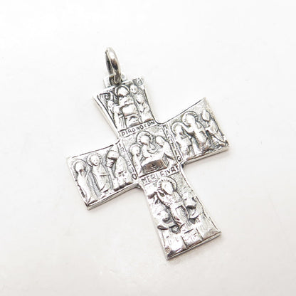 925 Sterling Silver Vintage Religious Theme Cross Pendant