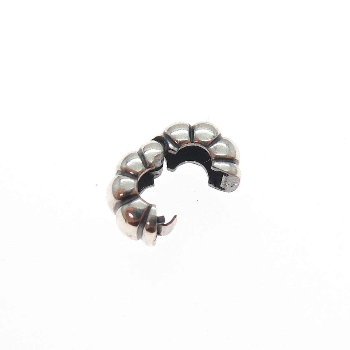 PANDORA 925 Sterling Silver Ribbed Clip Lock Charm
