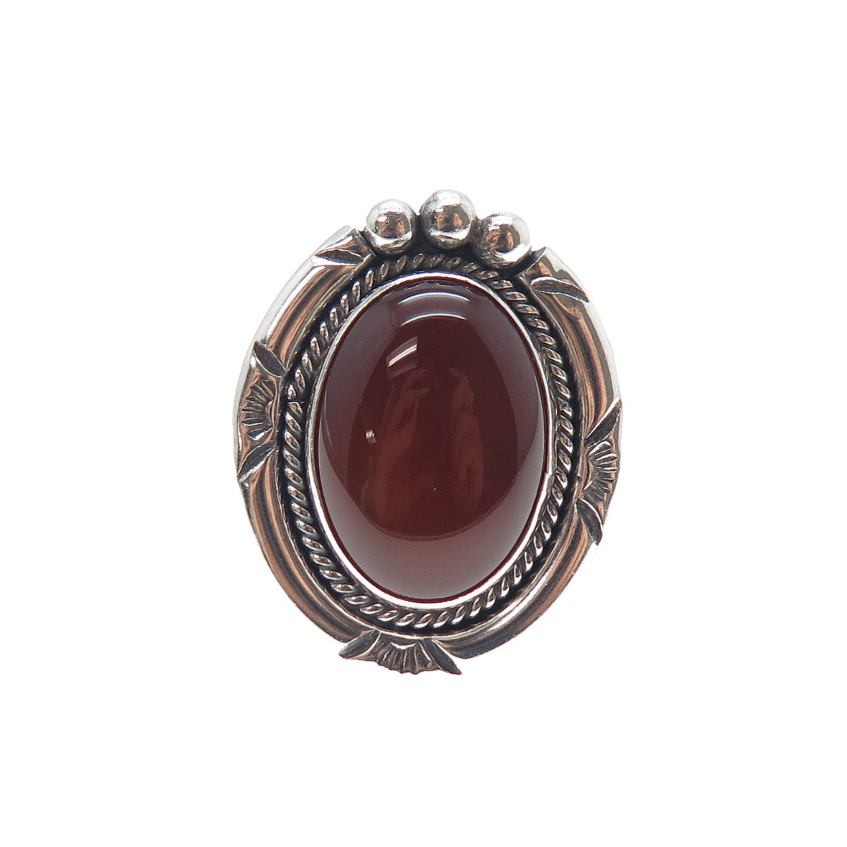 Gilo & Grace Nakai Navajo Old Pawn 925 Sterling Vintage Carnelian Ring Size 6.25