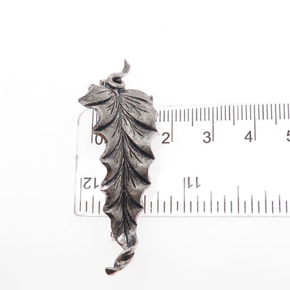 800 Silver Vintage Floral Leaf Oxidized Pin Brooch