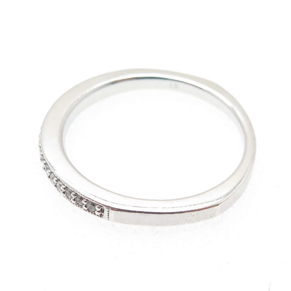 925 Sterling Silver Round-Cut C Z Half Eternity Stackable Band Ring Size 10