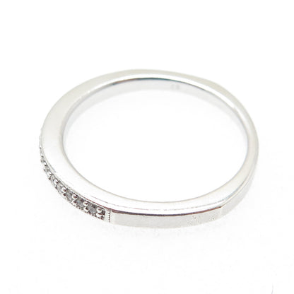 925 Sterling Silver Round-Cut C Z Half Eternity Stackable Band Ring Size 10