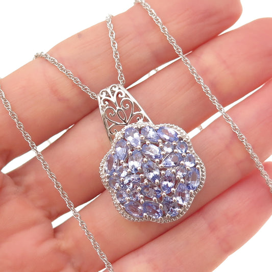 Chuck Clemency 925 Sterling Silver Real Tanzanite Singapore Chain Necklace 20"