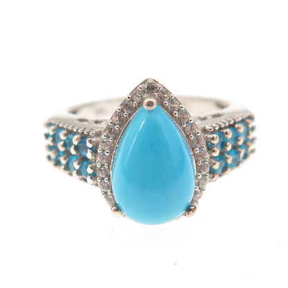 Chuck Clemency 925 Sterling Silver Real Turquoise Apatite & Topaz Ring Size 8