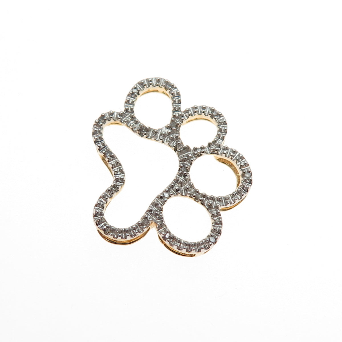 JANE SEYMOUR Sterling Silver Gold Plated Real Diamond Dog Paw Slide Mini Pendant