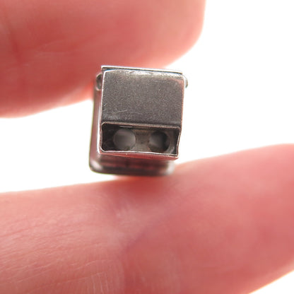 925 Sterling Silver Antique Art Deco Engraved Outhouse 3D Open Charm Pendant