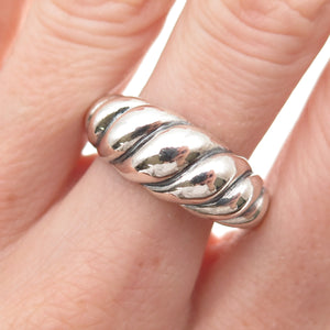 Carolyn Pollack Sterling Silver Vintage Modernist Ribbed Oxidized Ring Size 9