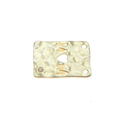 925 Sterling Silver Gold Plated Real Diamond Mom Heart Minimalist Slide Pendant