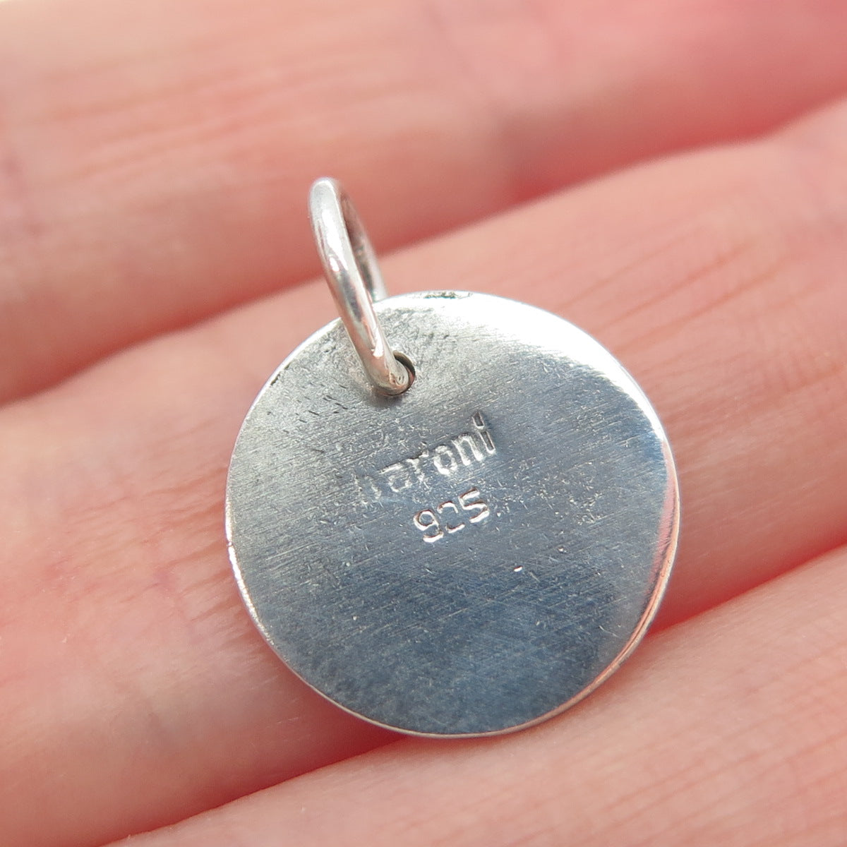BARONI 925 Sterling Silver Vintage Cure Minimalist Round Charm Pendant