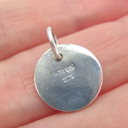 BARONI 925 Sterling Silver Vintage Cure Minimalist Round Charm Pendant