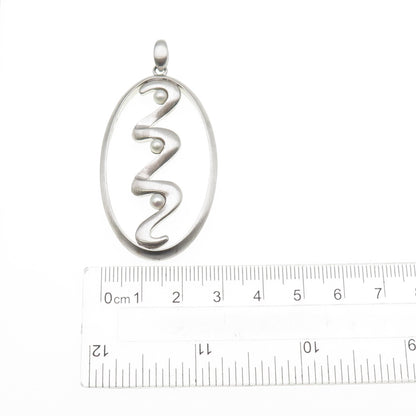 925 Sterling Silver Vintage Real Pearl Modernist Zig Zag Pendant