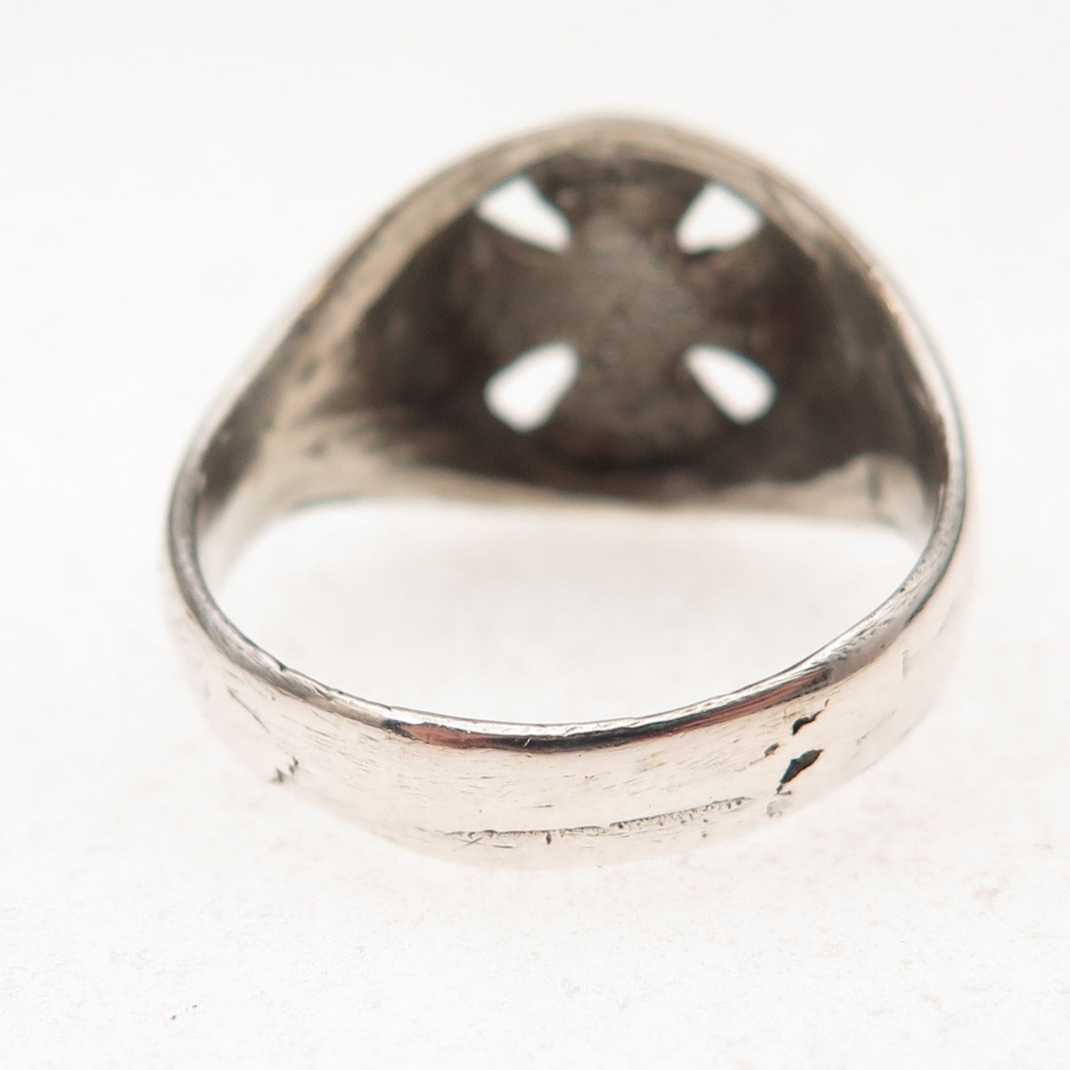 925 Sterling Silver Vintage Matese Cross Oxidized Signet Ring Size 13