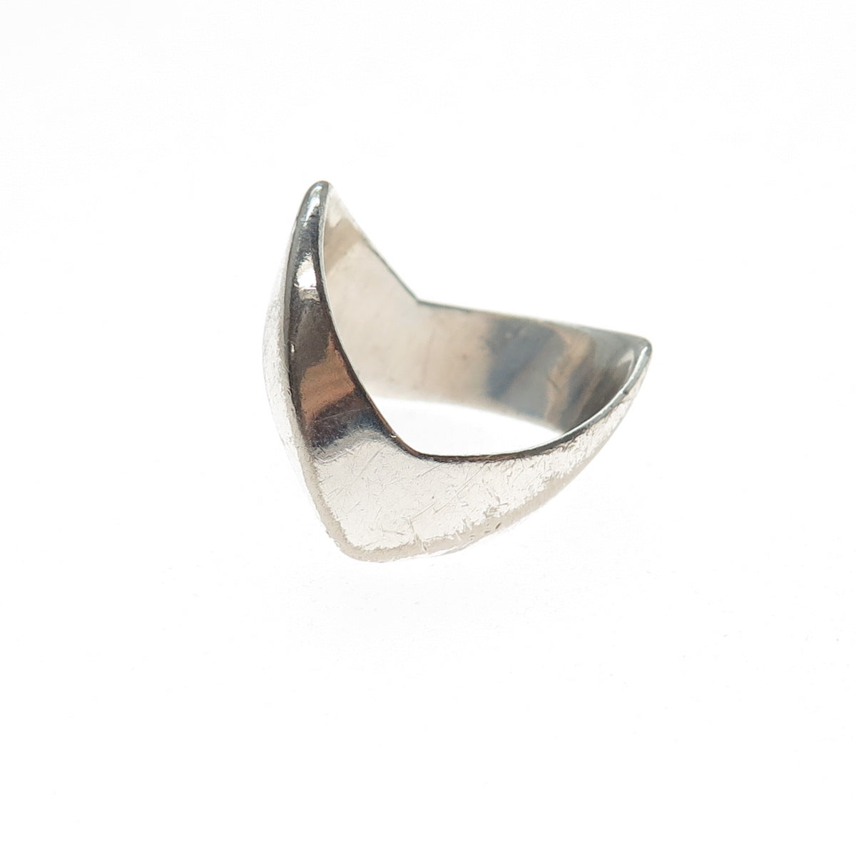 925 Sterling Silver Vintage Modernist Zig Zag Ring Size 7.75