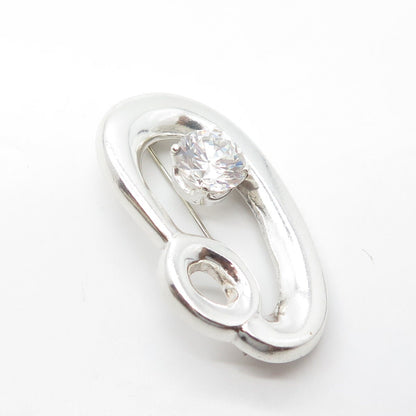 925 Sterling Silver Vintage Mexico C Z Modernist Pin Brooch