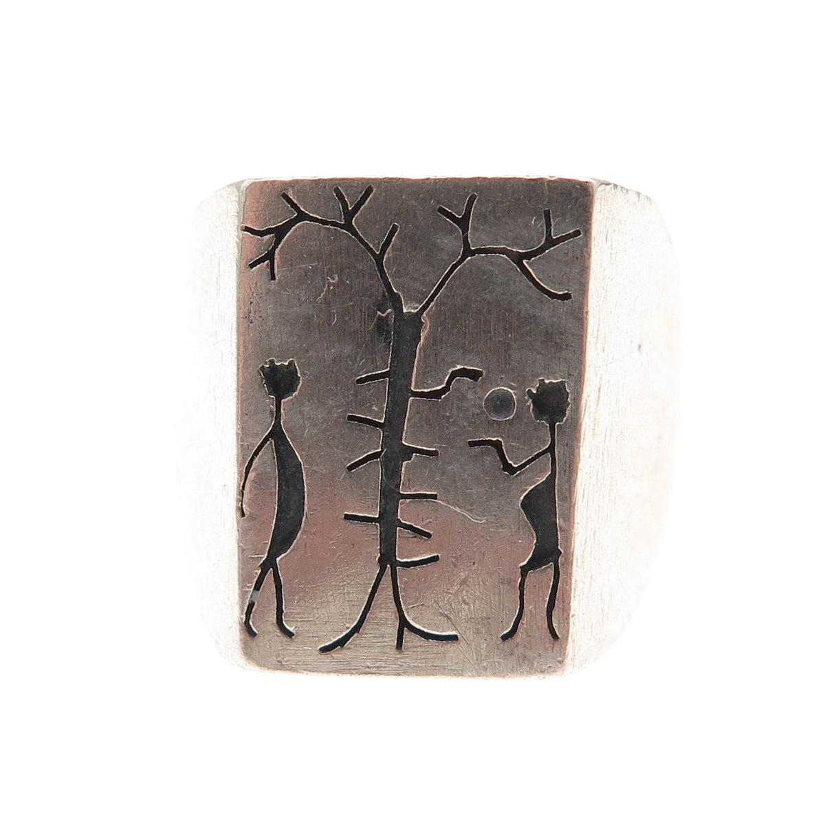 925 Sterling Silver Vintage Mexico Adam & Eve Garden of Eden Ring Size 10