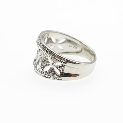 925 Sterling Silver Real Round-Cut Diamond Ring Size 10.25