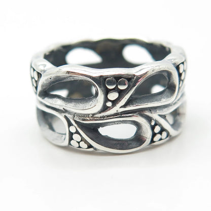 925 Sterling Silver Vintage Leaf Band Ring Size 8