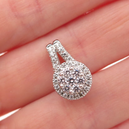 925 Sterling Silver Round-Cut C Z Mini Slide Charm Pendant