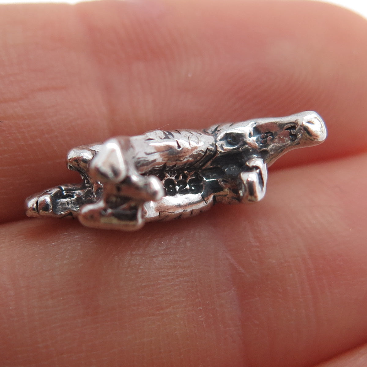 925 Sterling Silver Vintage Zebra Couple Spring Ring Mini Charm Pendant
