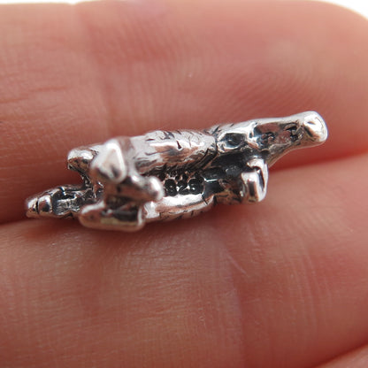 925 Sterling Silver Vintage Zebra Couple Spring Ring Mini Charm Pendant