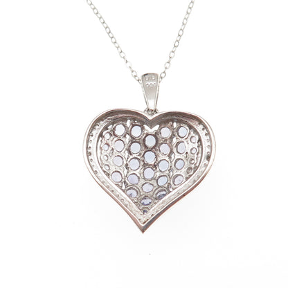 Chuck Clemency 925 Sterling Silver Real Diamond & Tanzanite Heart Necklace 20"