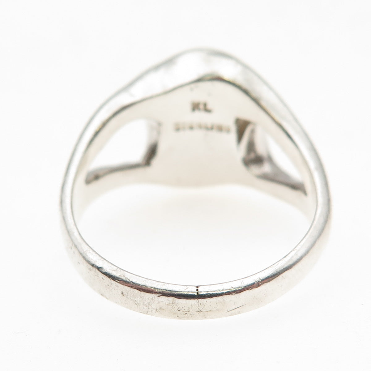 Keybahi Lewis Navajo Old Pawn 925 Sterling Silver Vintage Agate Ring Size 11.75