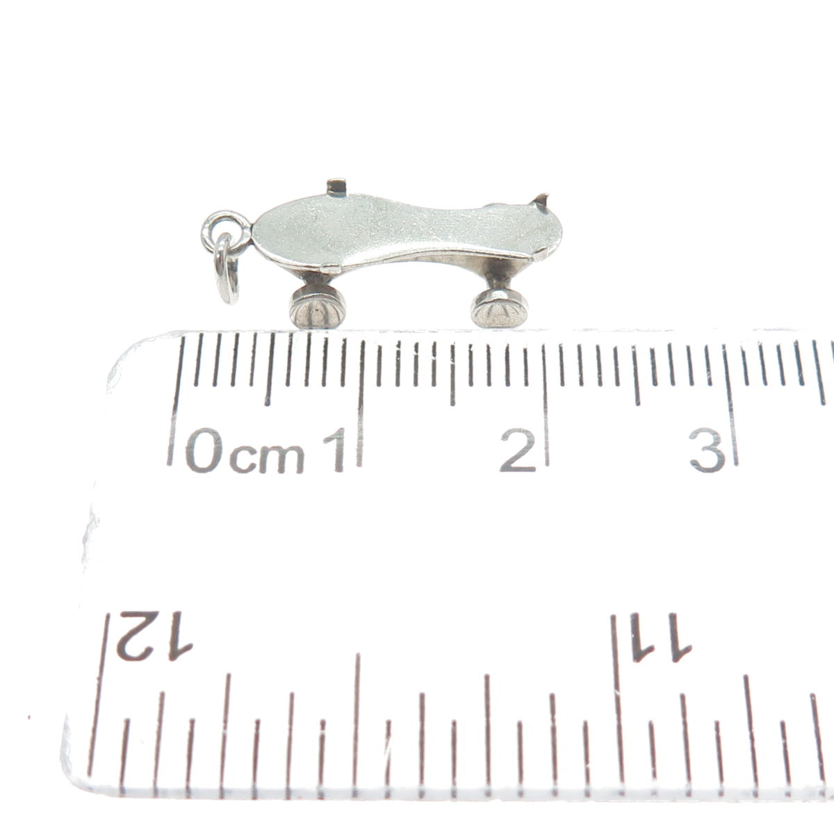 925 Sterling Silver Antique Art Deco Skateboard 3D Charm Pendant