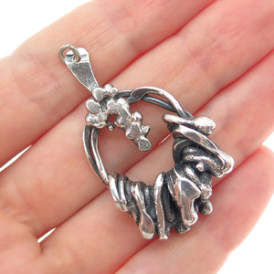 BEBE 925 Sterling Silver Vintage Modernist Oxidized Charm Pendant