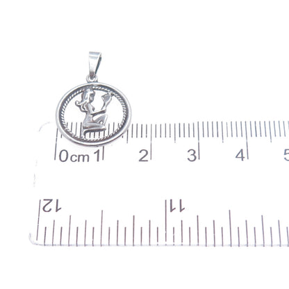 925 Sterling Silver Vintage Italy Virgo Zodiac Sign Mini Charm Pendant