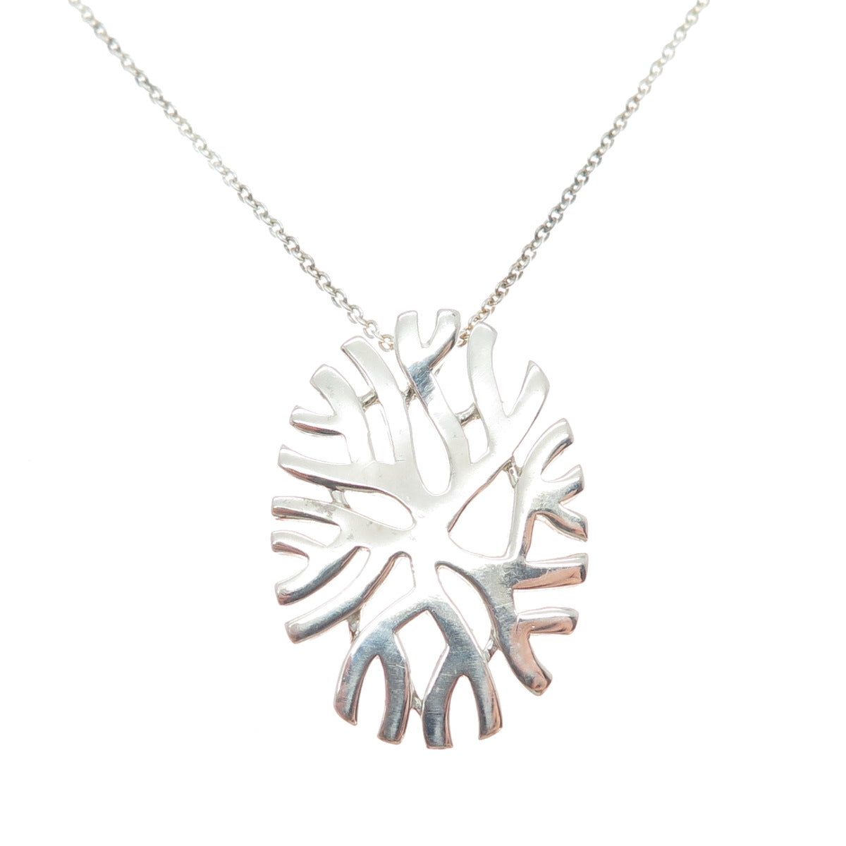 925 Sterling Silver Italy Modernist Coral Reef Cable Chain Necklace 18"