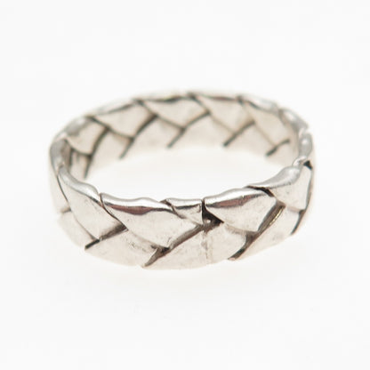 925 Sterling Silver Vintage Woven Oxidized Band Ring Size 8.5