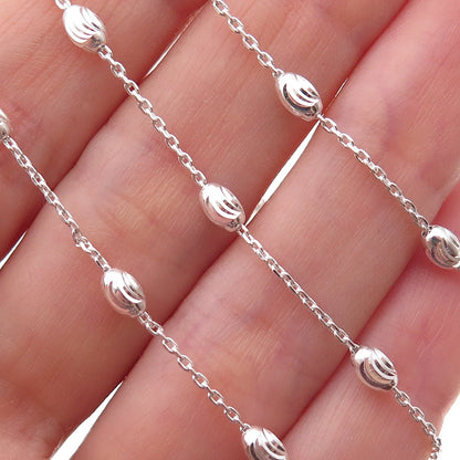 925 Sterling Silver Diamond-Cut Beads By The Yard Cable Chain Necklace 24"