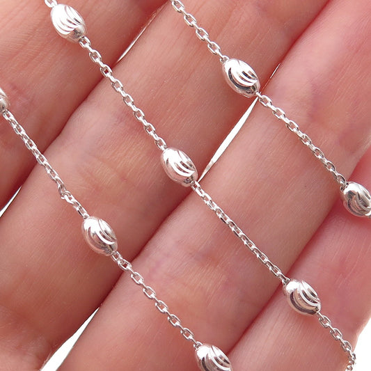 925 Sterling Silver Diamond-Cut Beads By The Yard Cable Chain Necklace 24"