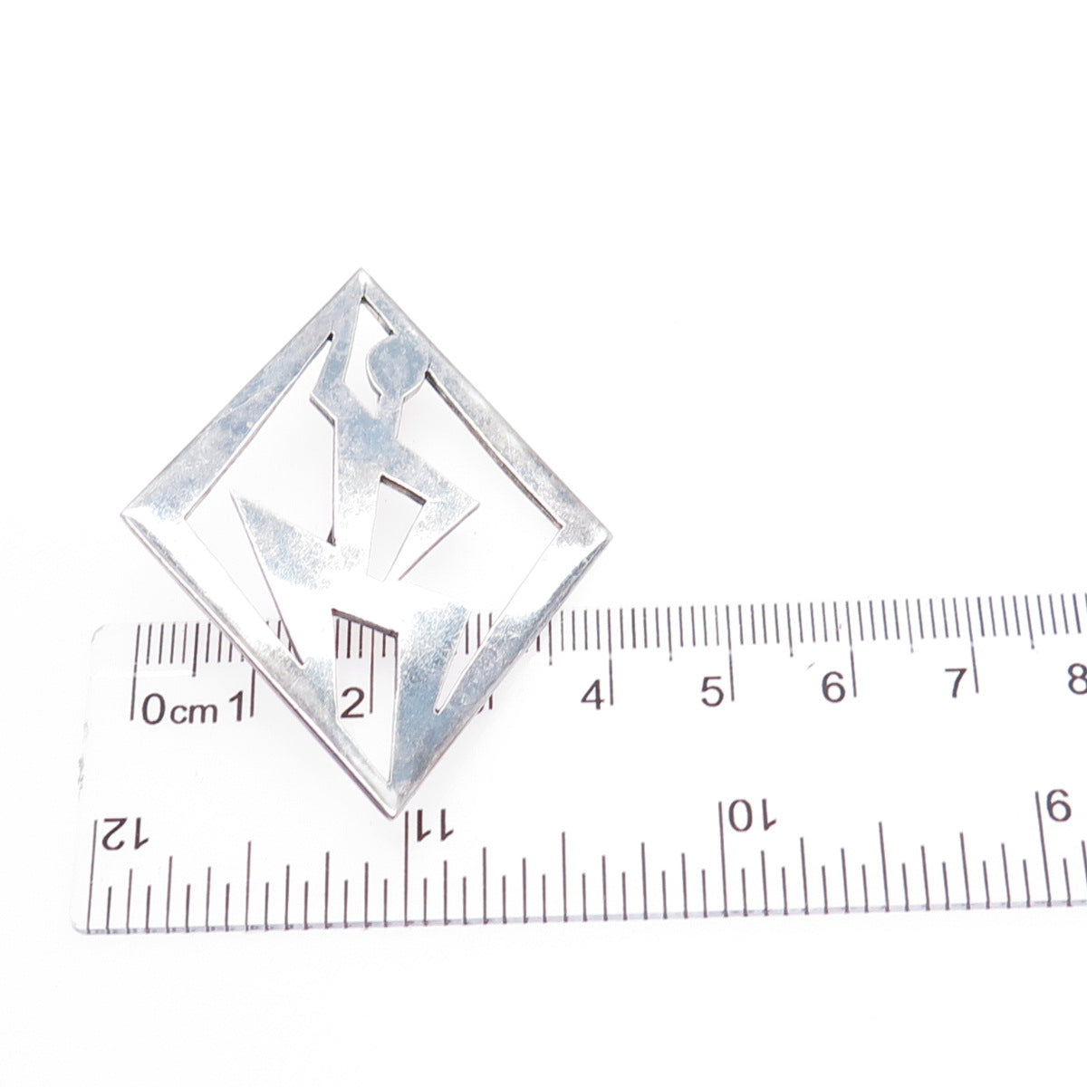 STELLA POPOWSKI Sterling Silver Vintage Mexico Abstract Man Oxidized Pin Brooch
