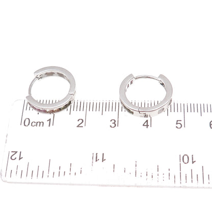 925 Sterling Silver Princess-Cut Multi-Color C Z Hoop Earrings