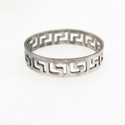 925 Sterling Silver Vintage Greek Key Oxidized Band Ring Size 8.5