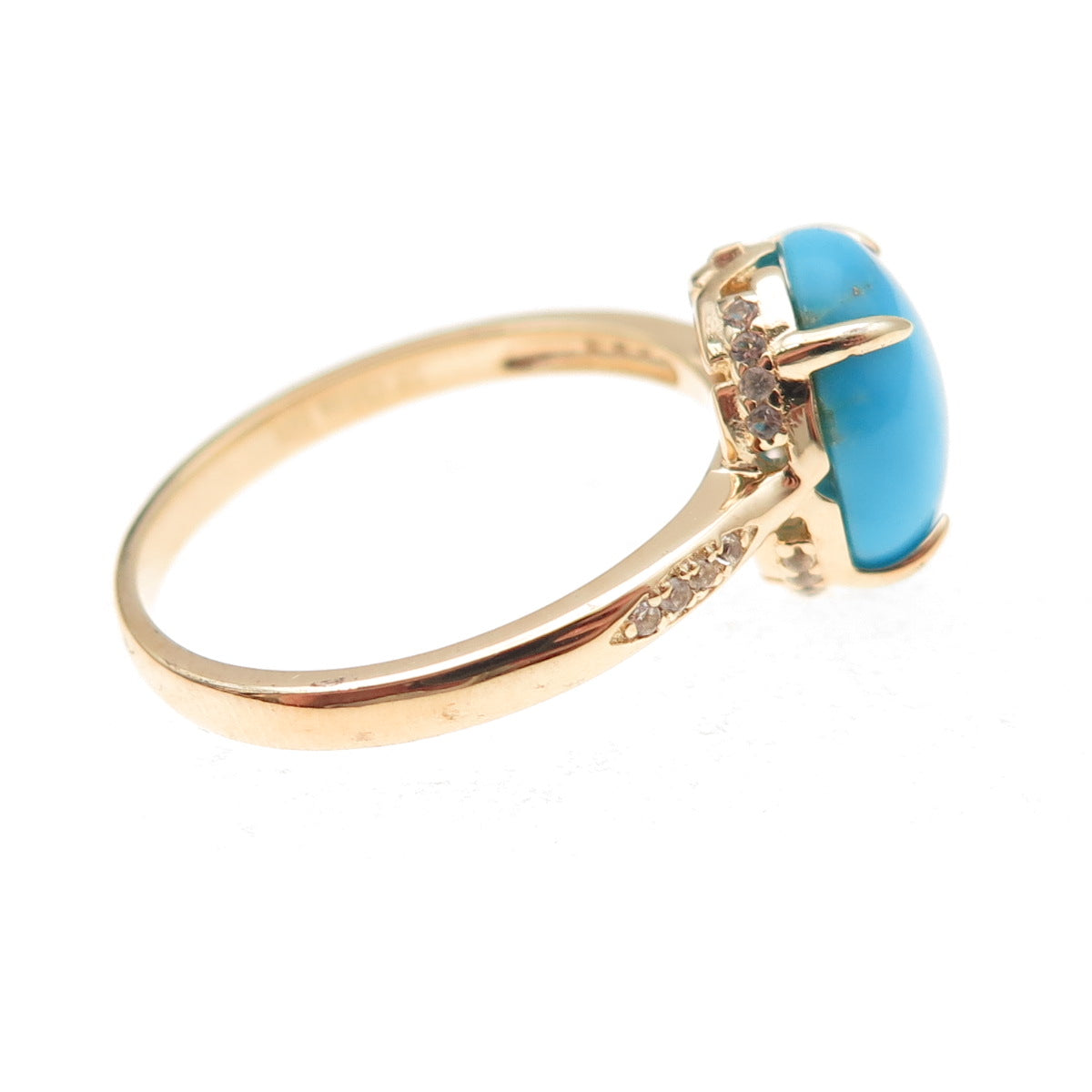 Tehya Oyama 925 Sterling Silver Gold Plated Real Turquoise Ring Size 8