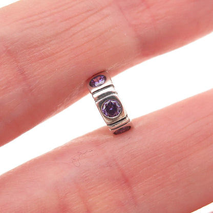 Pandora 925 Sterling Silver Purple C Z Trinity Spacer Slide Charm