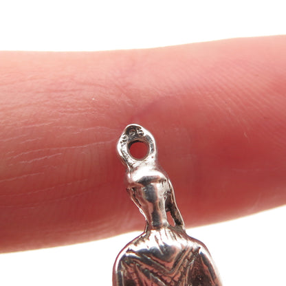 925 Sterling Silver Vintage Greek Soldier Oxidized 3D Charm Pendant