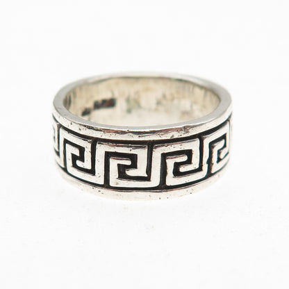 Chapal Zenray Sterling Silver Vintage Greek Maze Oxidized Band Ring Size 5.75