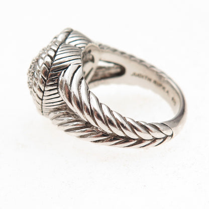 Judith Ripka 925 Sterling Silver Round-Cut C Z Heart Oxidized Ring Size 7
